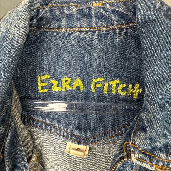 VTG Ezra Fitch Womens Blue Distressed Y2K 90s Abercrombie Denim Jacket Sz S NWOT - Picture 5 of 11